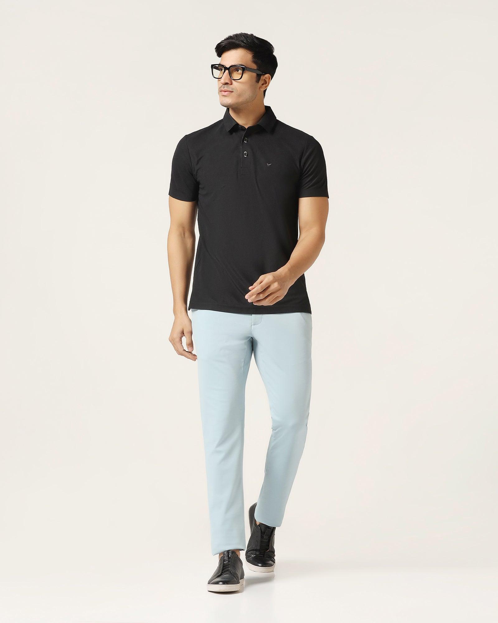 Slim Fit B-91 Casual Ice Blue Solid Khaki - Ziea - Blackberrys