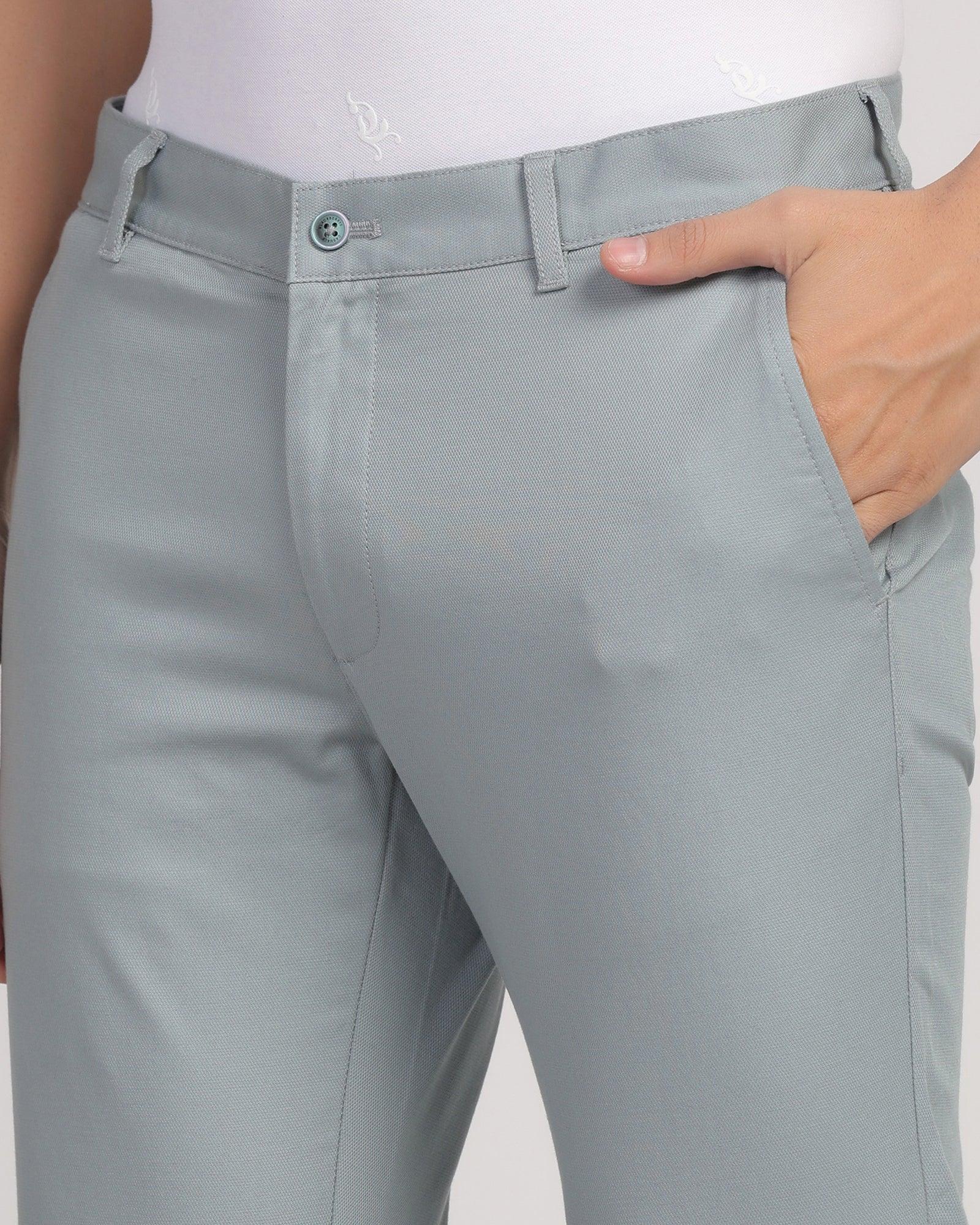 Slim Fit B-91 Casual Powder Blue Textured Khaki - Duncan - Blackberrys