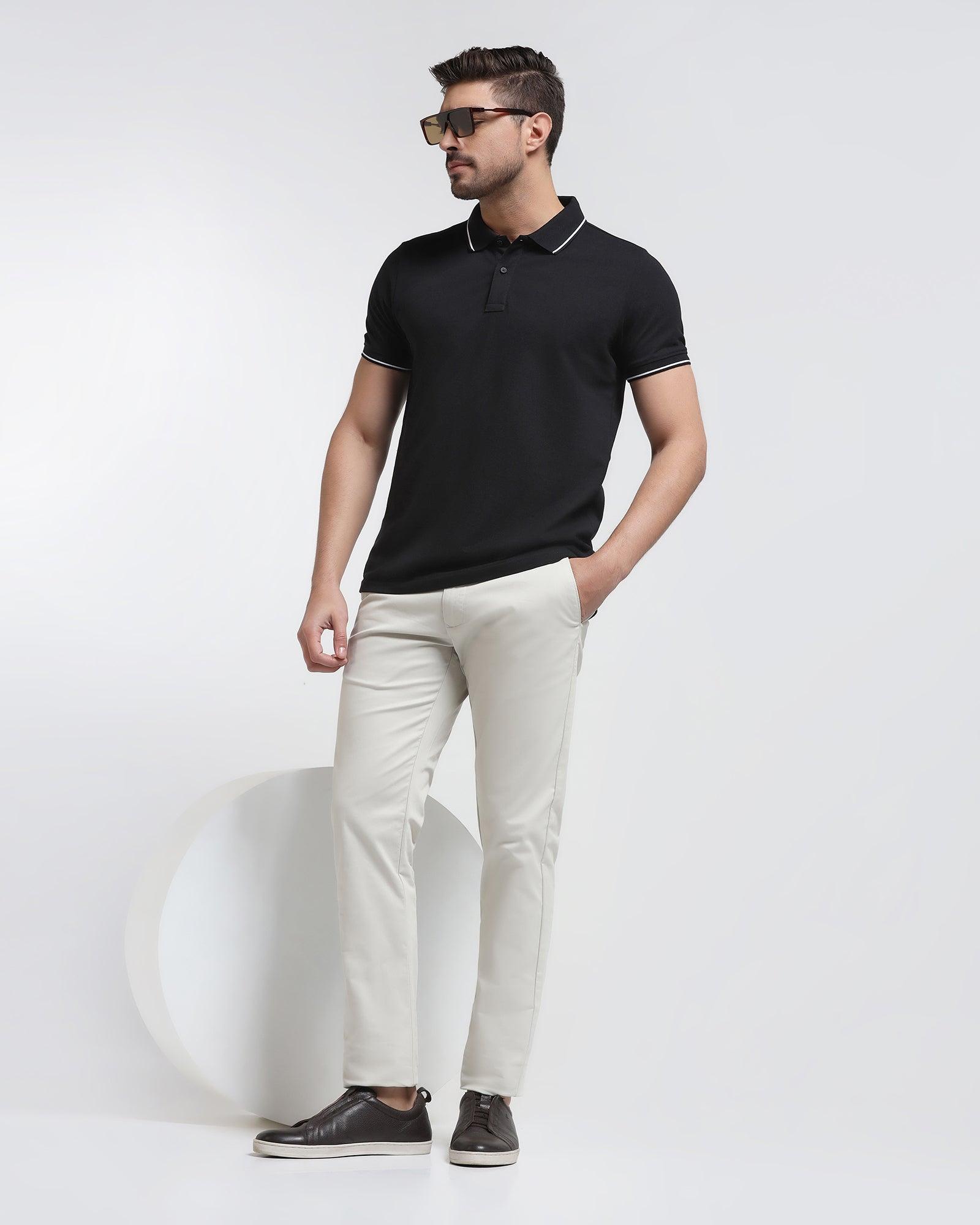 Slim Fit B-91 Casual Stone Beige Solid Khaki - Cultron - Blackberrys