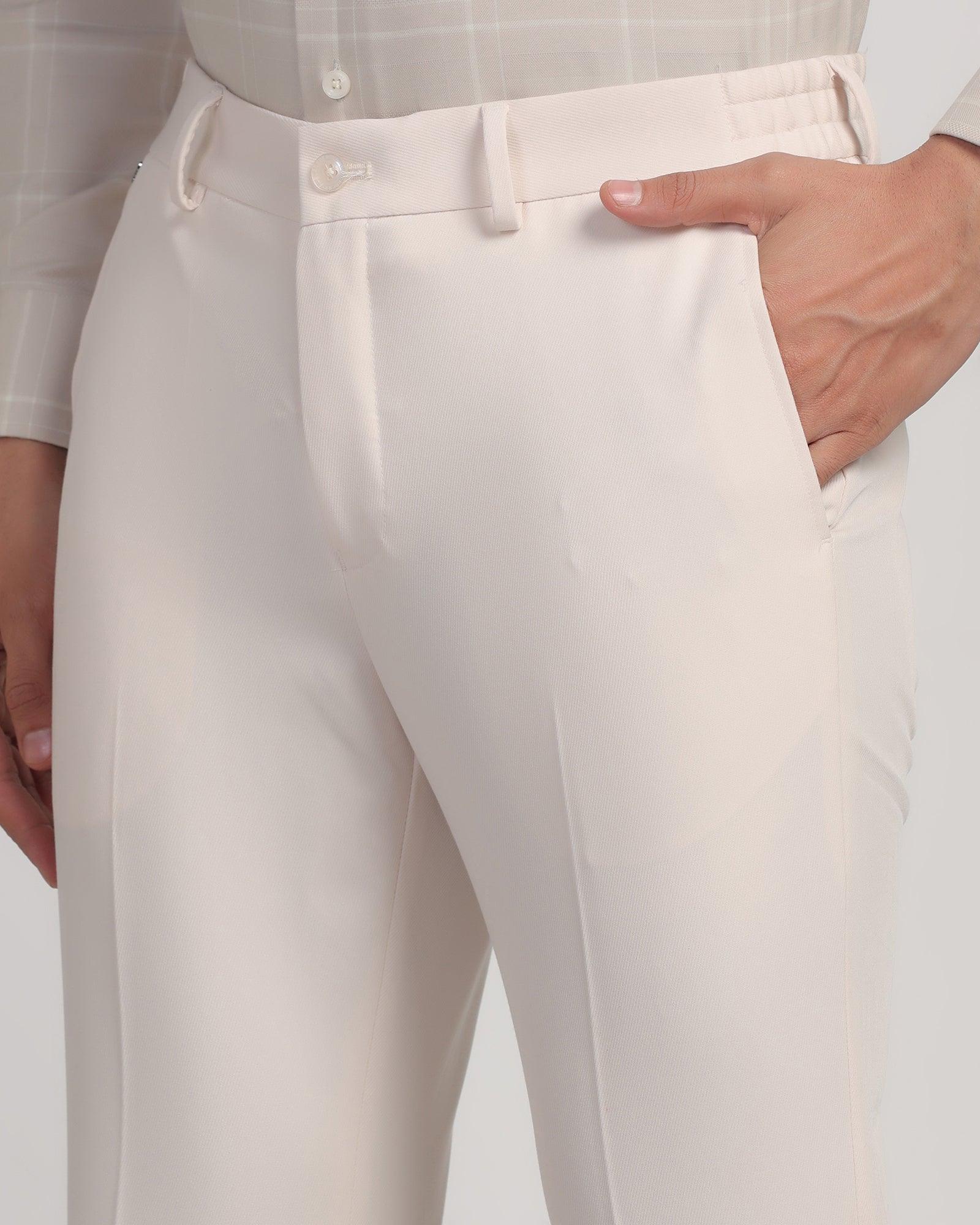 Slim Fit B-91 Formal Beige Solid Trouser - Hayabusa