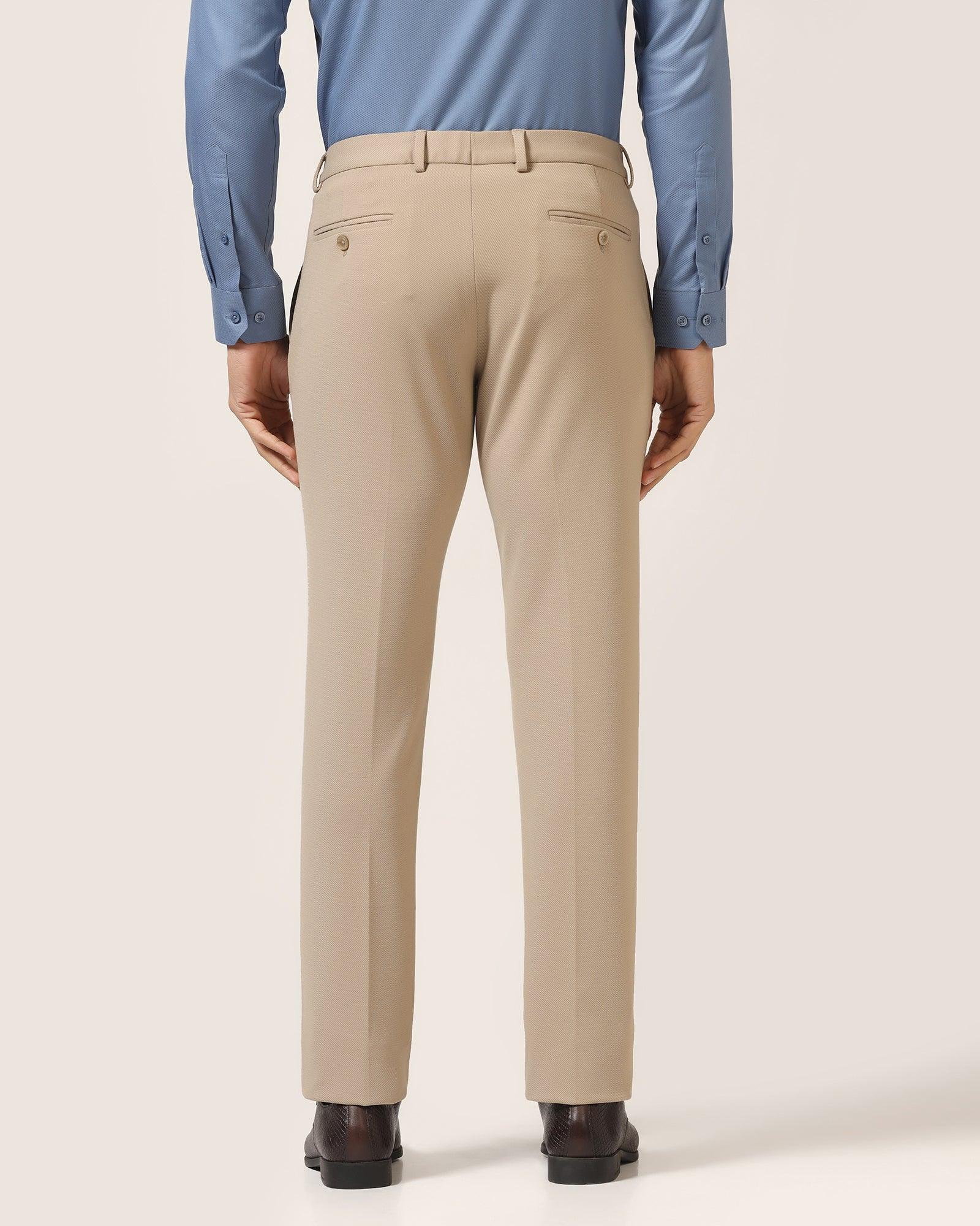 Slim Fit B-91 Formal Beige Textured Trouser - Ace - Blackberrys