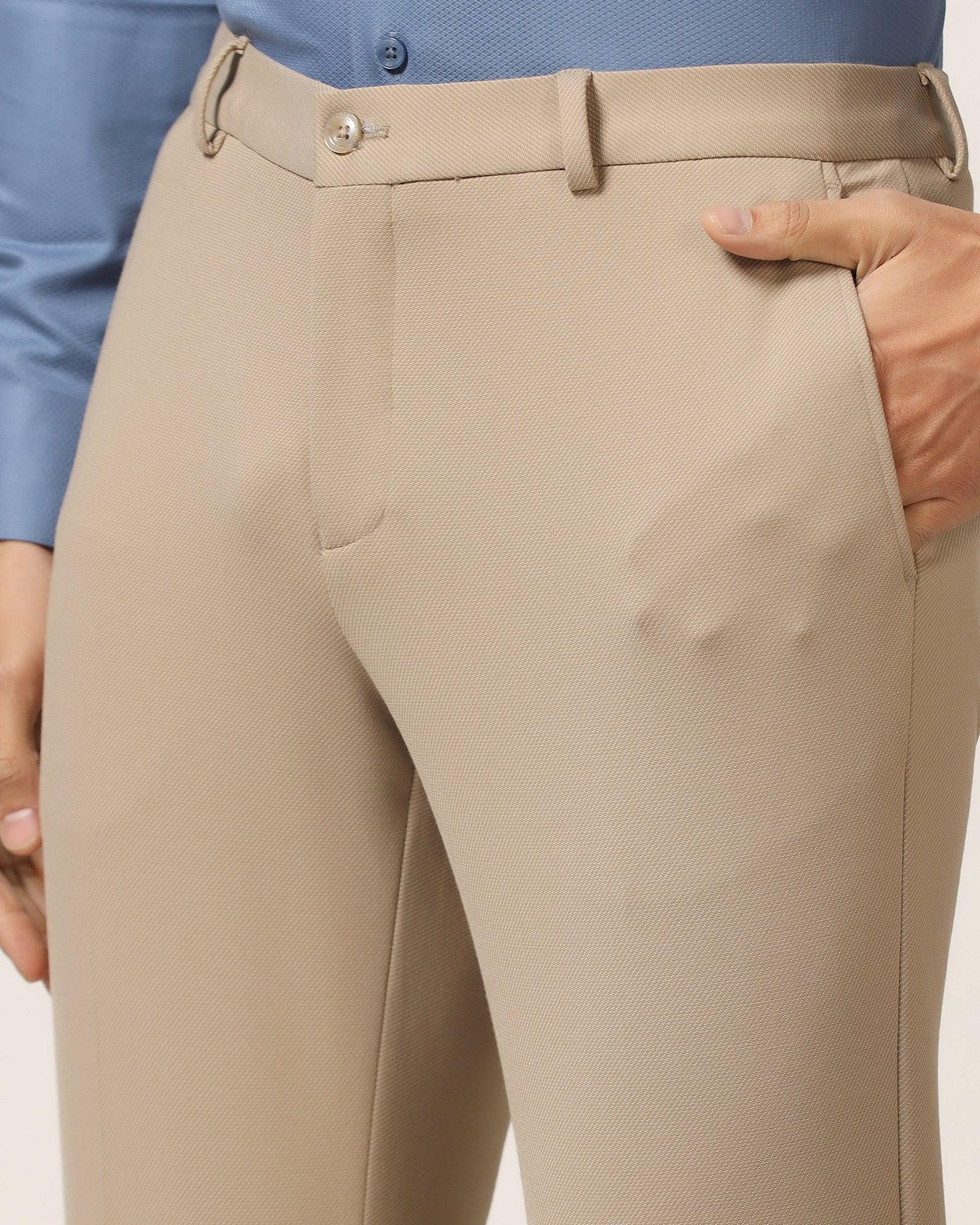 Slim Fit B-91 Formal Beige Textured Trouser - Ace - Blackberrys
