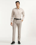 Slim Fit B-91 Formal Beige Textured Trouser - Tumi