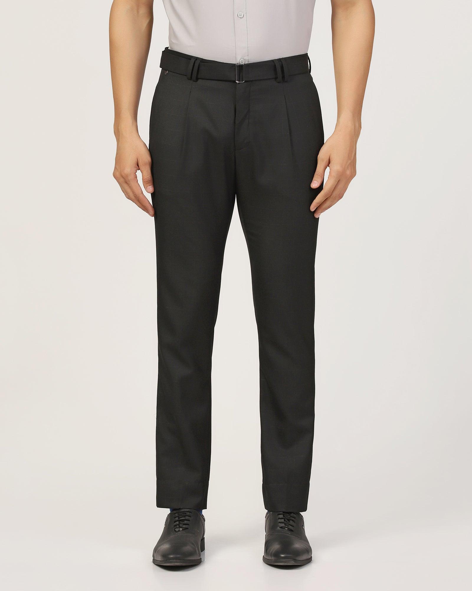 Slim Fit B-91 Formal Black Check Trouser - Blackis - Blackberrys