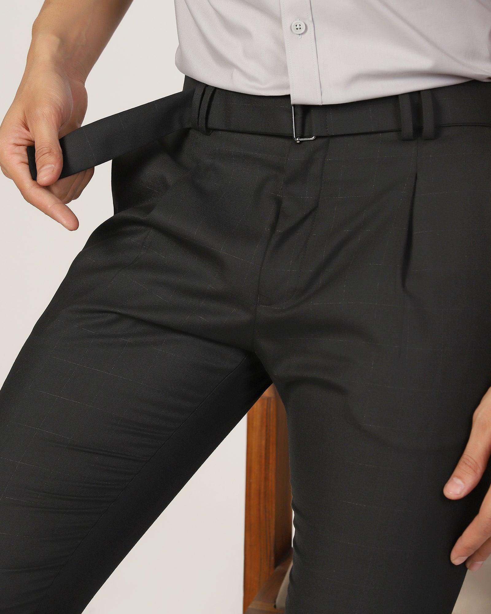 Slim Fit B-91 Formal Black Check Trouser - Blackis - Blackberrys