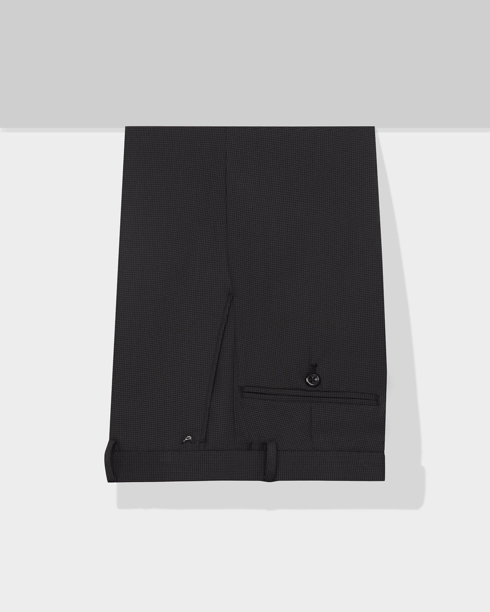 Slim fit B-91 Formal Black Textured Trousers - Texa