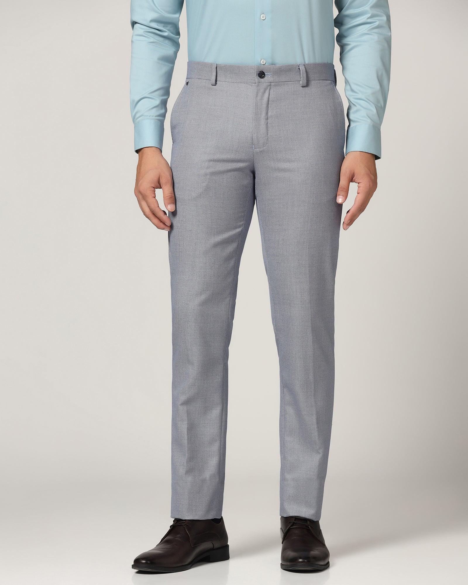 Slim fit B-91 Formal Blue Textured Trousers - Hoop - Blackberrys