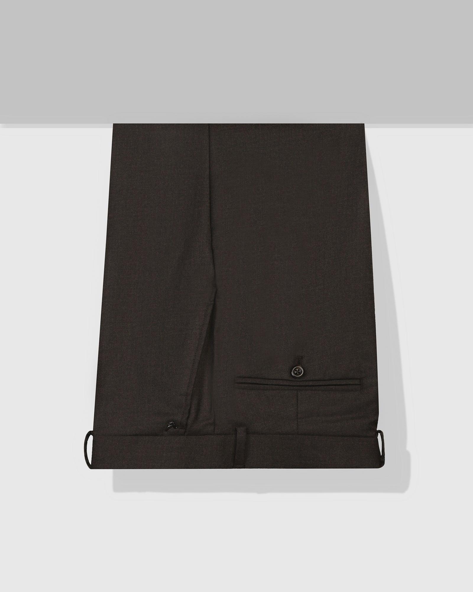 Slim Fit B-91 Formal Brown Textured Trouser - Zing
