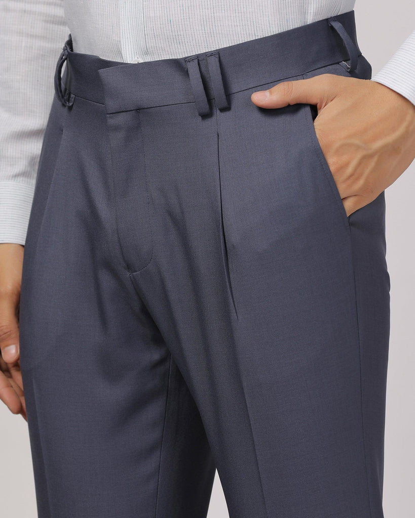Slim Fit B-91 Formal Dark Grey Solid Trouser - Benelli