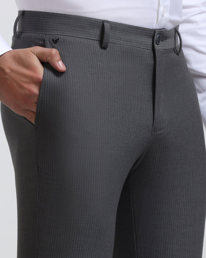 Slim Fit B-91 Formal Dark Grey Stripe Trouser - Alba