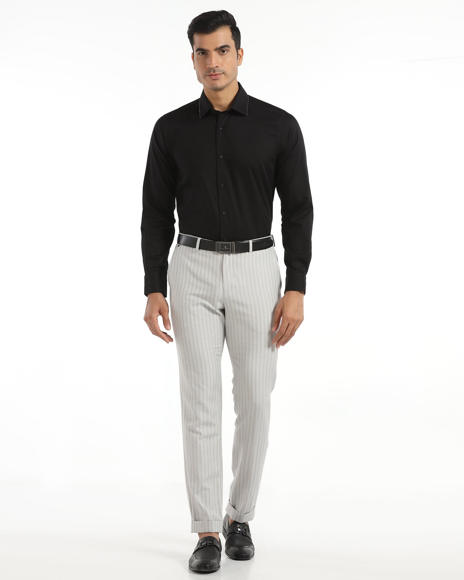 Slim Fit B-91 Formal Light Grey Stripe Trouser - Nautica