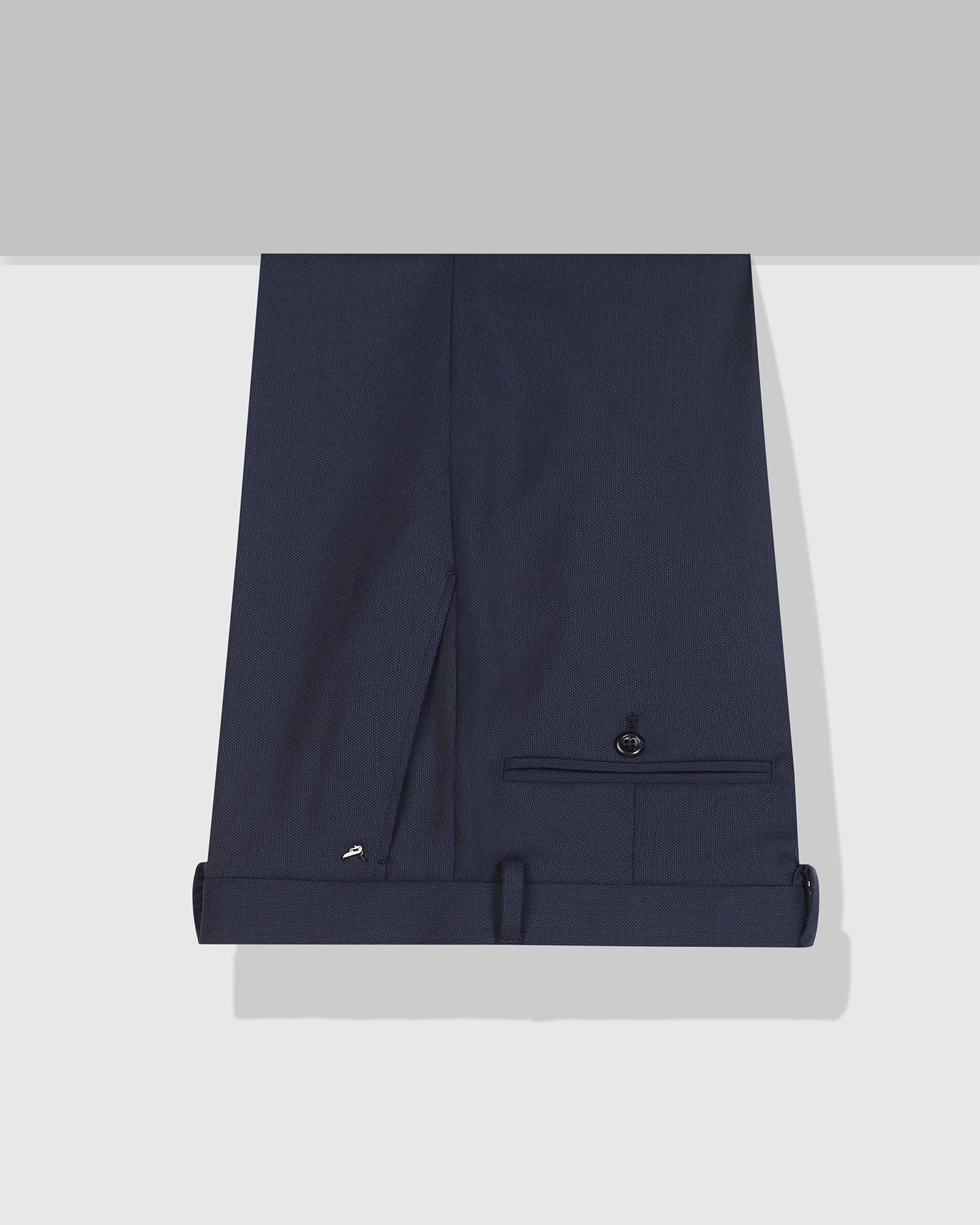 Slim Fit B-91 Formal Navy Textured Trouser - Freto - Blackberrys