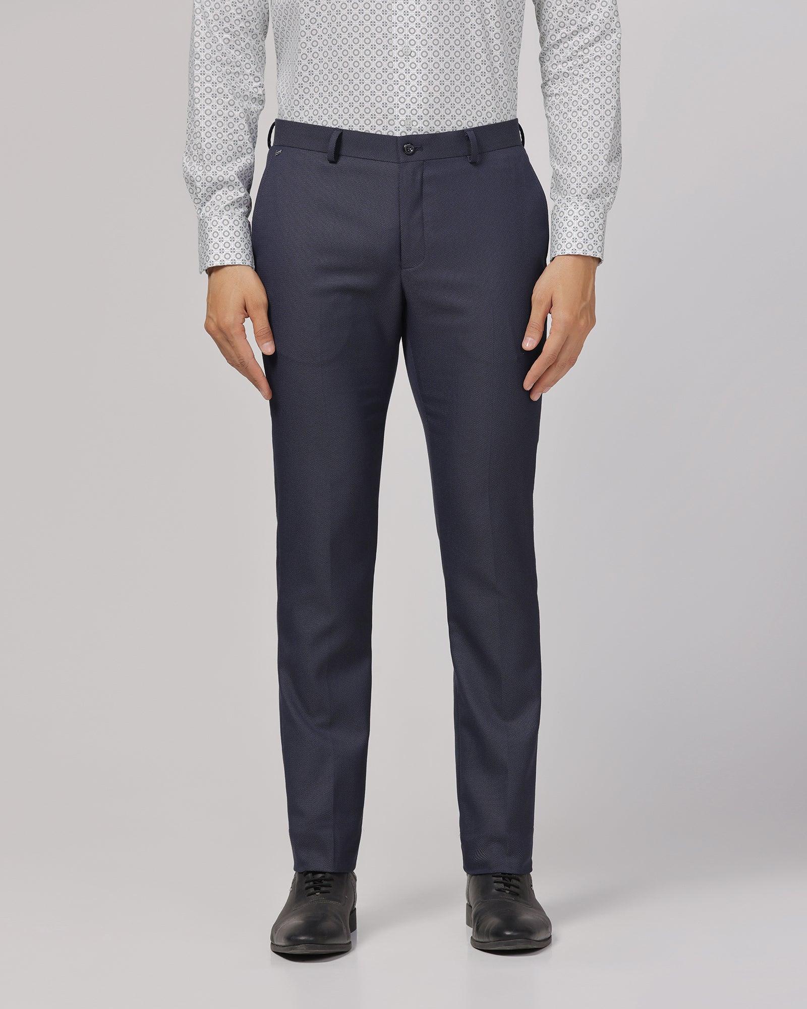 Slim Fit B-91 Formal Navy Textured Trouser - Sive