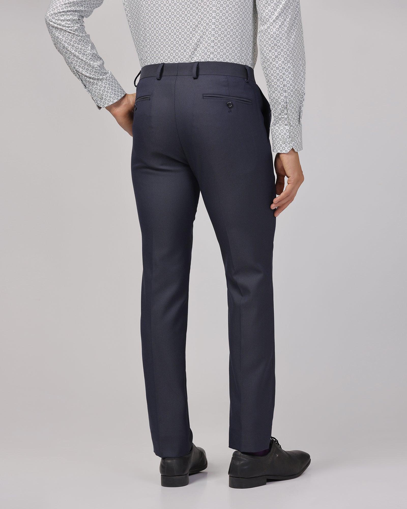 Slim Fit B-91 Formal Navy Textured Trouser - Sive - Blackberrys