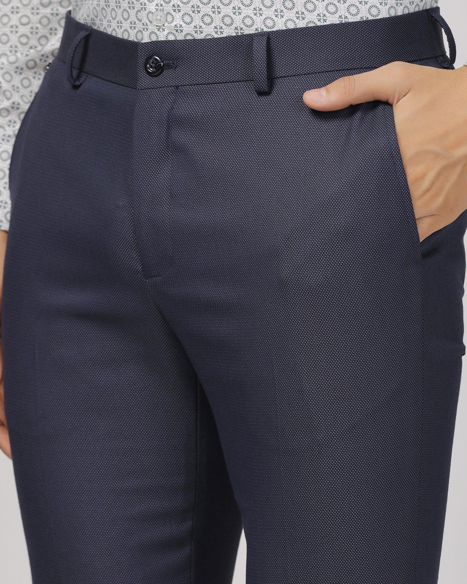 Slim Fit B-91 Formal Navy Textured Trouser - Sive - Blackberrys