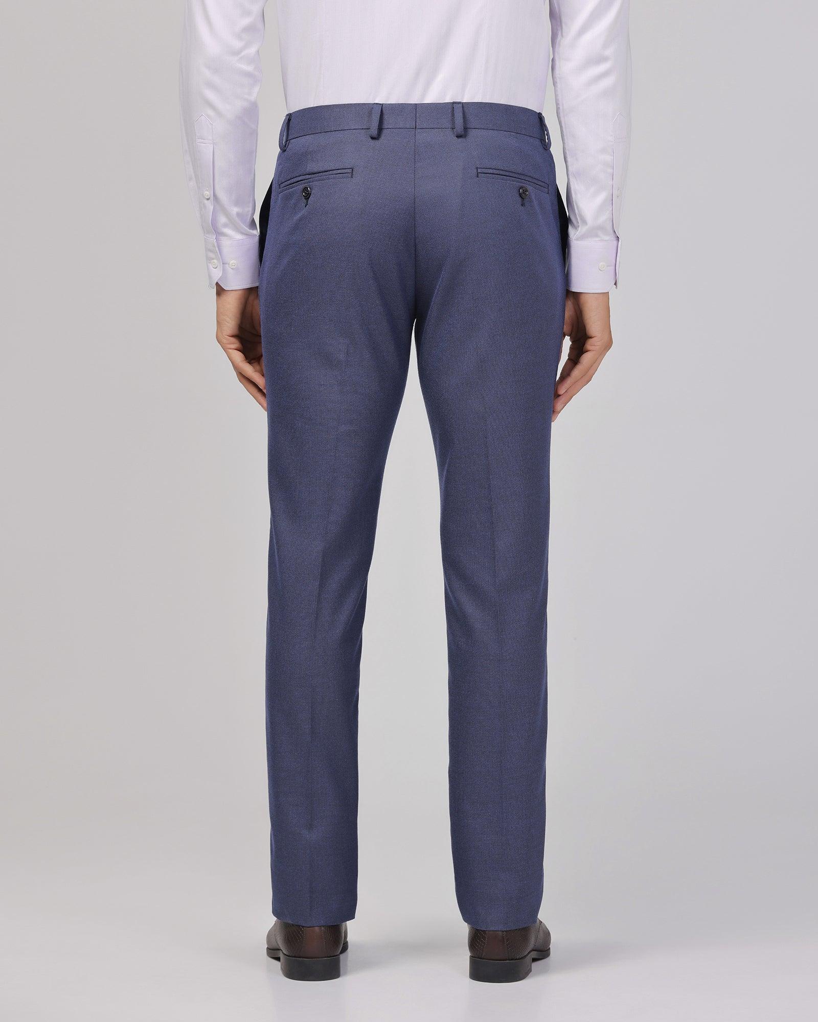 Slim Fit B-91 Formal Navy Textured Trouser - Zing - Blackberrys