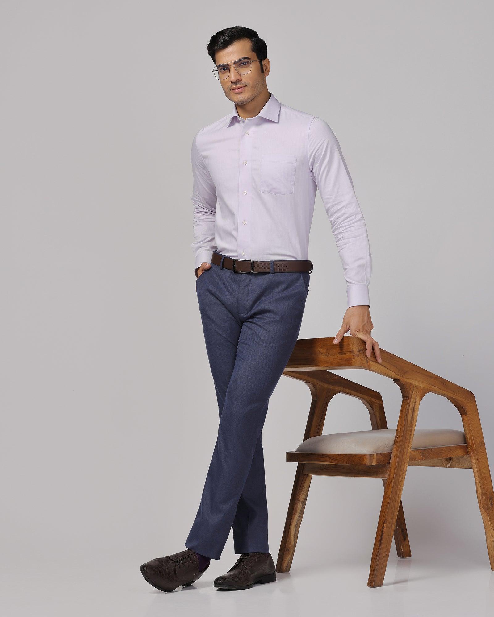 Slim Fit B-91 Formal Navy Textured Trouser - Zing - Blackberrys