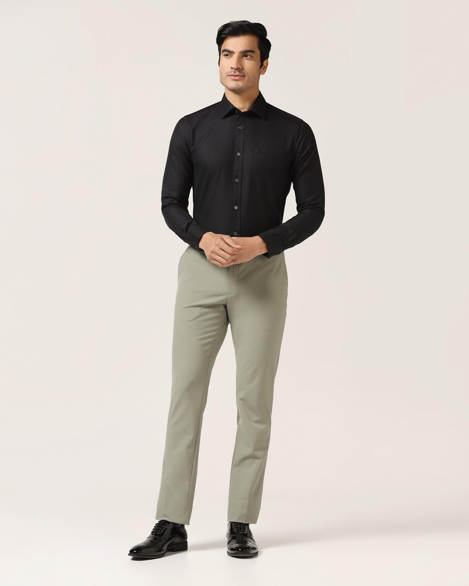 Buy Slim Fit B-91 Formal Olive Solid Trouser Online