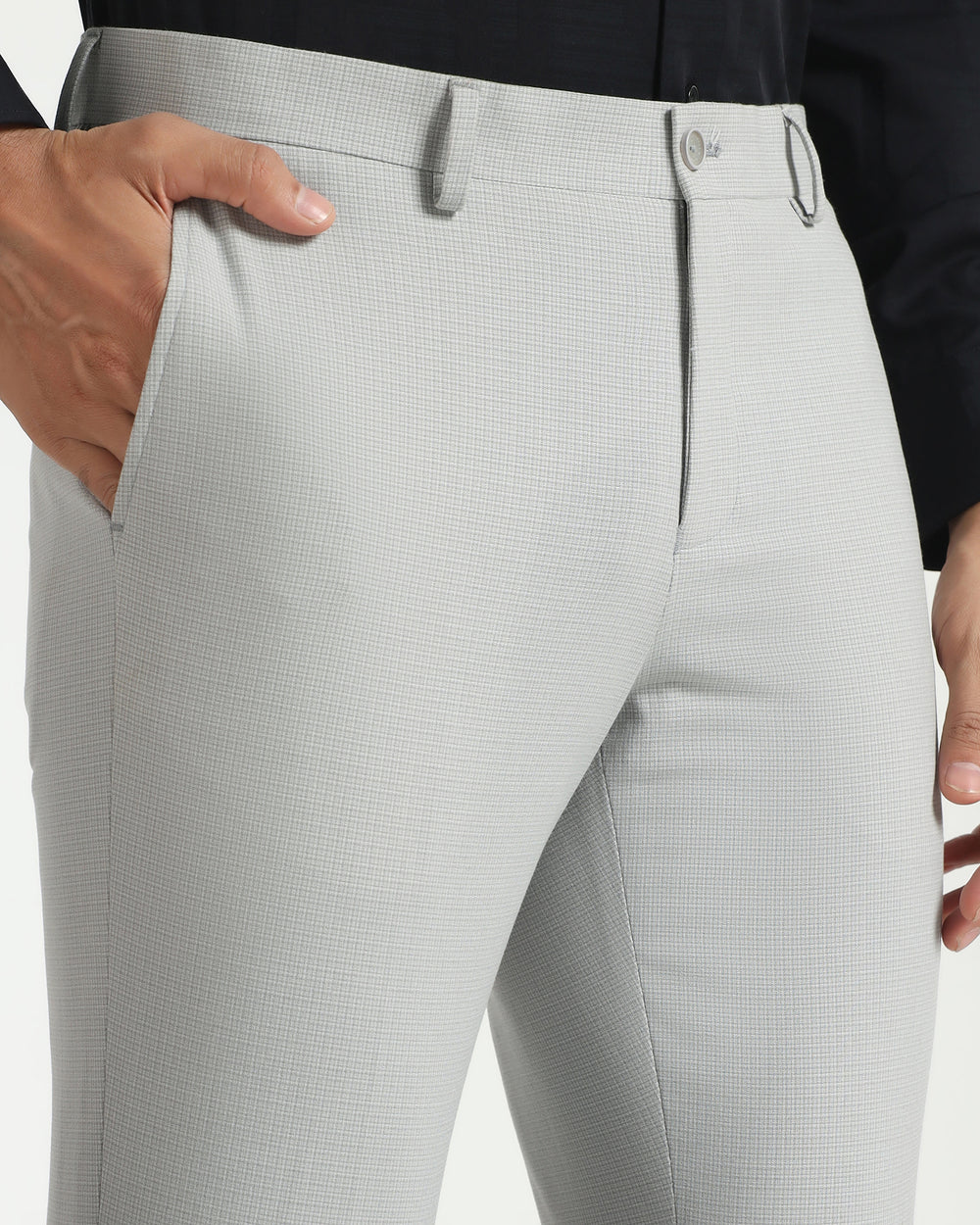 Buy Slim Fit B-91 Formal Olive Textured Trouser Online