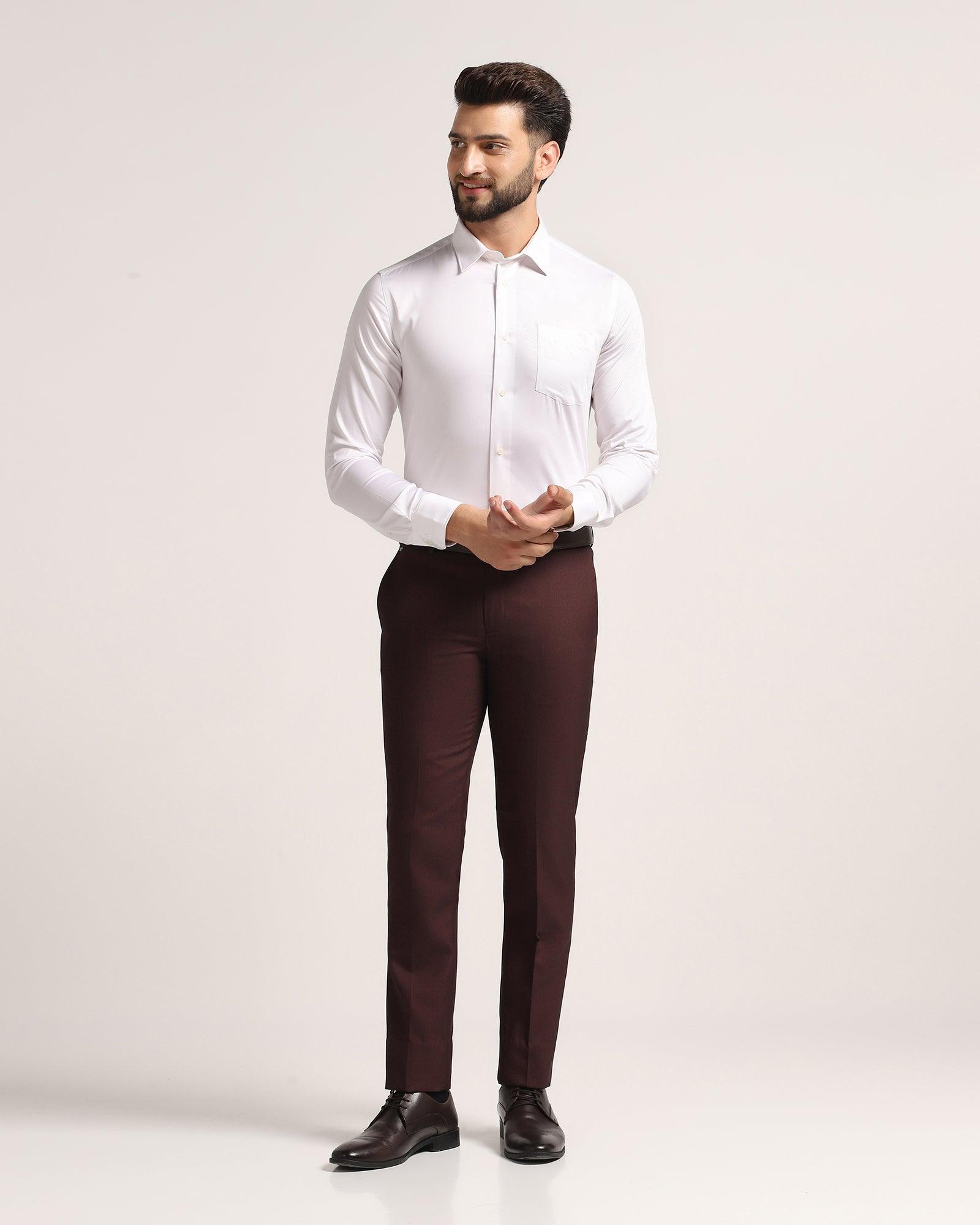 Buy GO-Gentlemen's Outfitters Men's Skinny Fit Burgundy Coloured Solid  Cotton Stretch Pants for Leisure Wear - 30/36 at Amazon.in