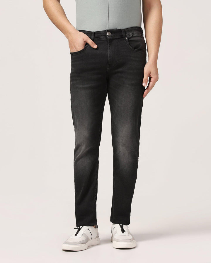 Slim Yonk Fit Black Textured Jeans - Alonzo