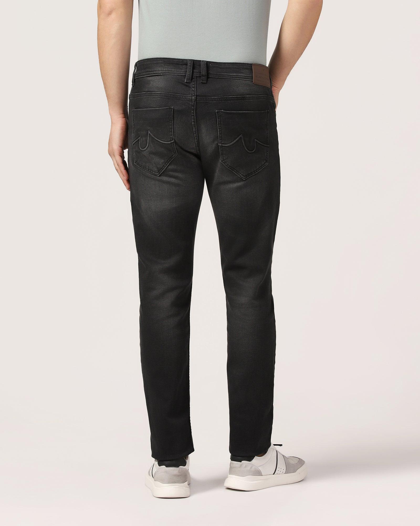 Slim Yonk Fit Black Textured Jeans - Alonzo