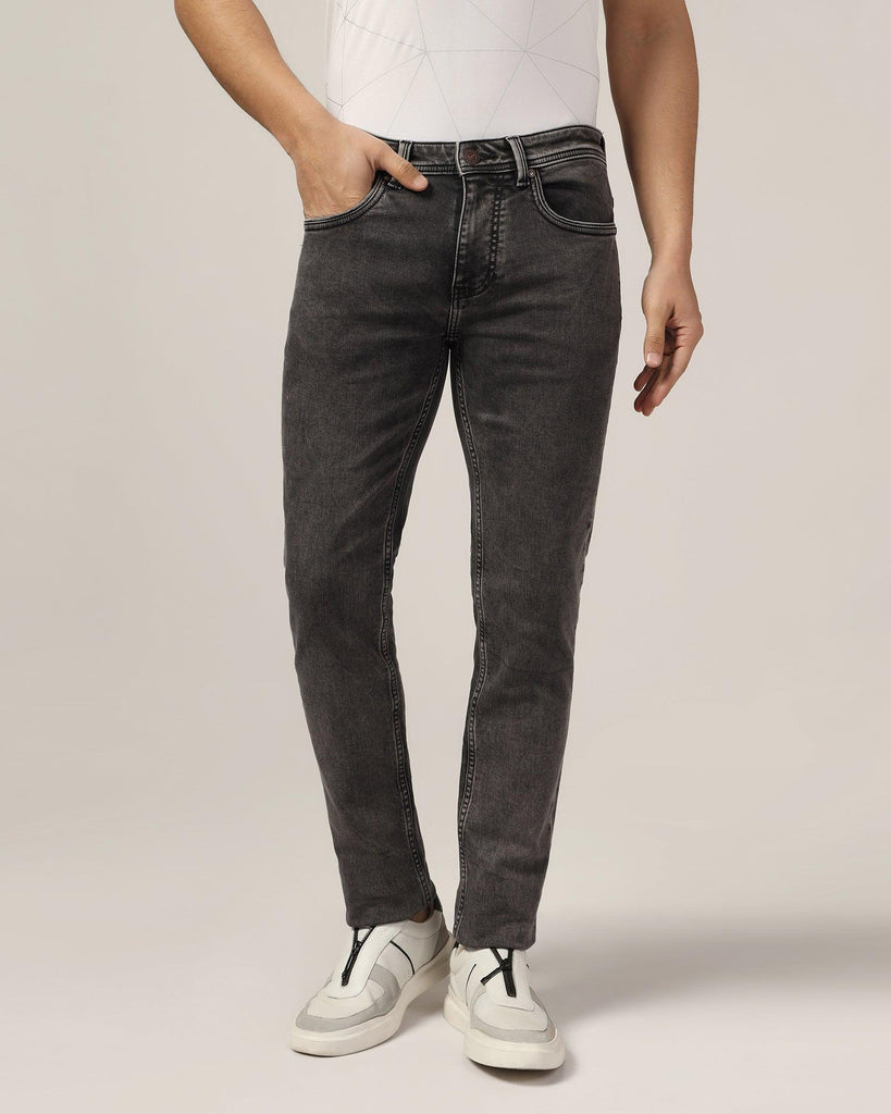 Slim Yonk Fit Black Textured Jeans - Divine