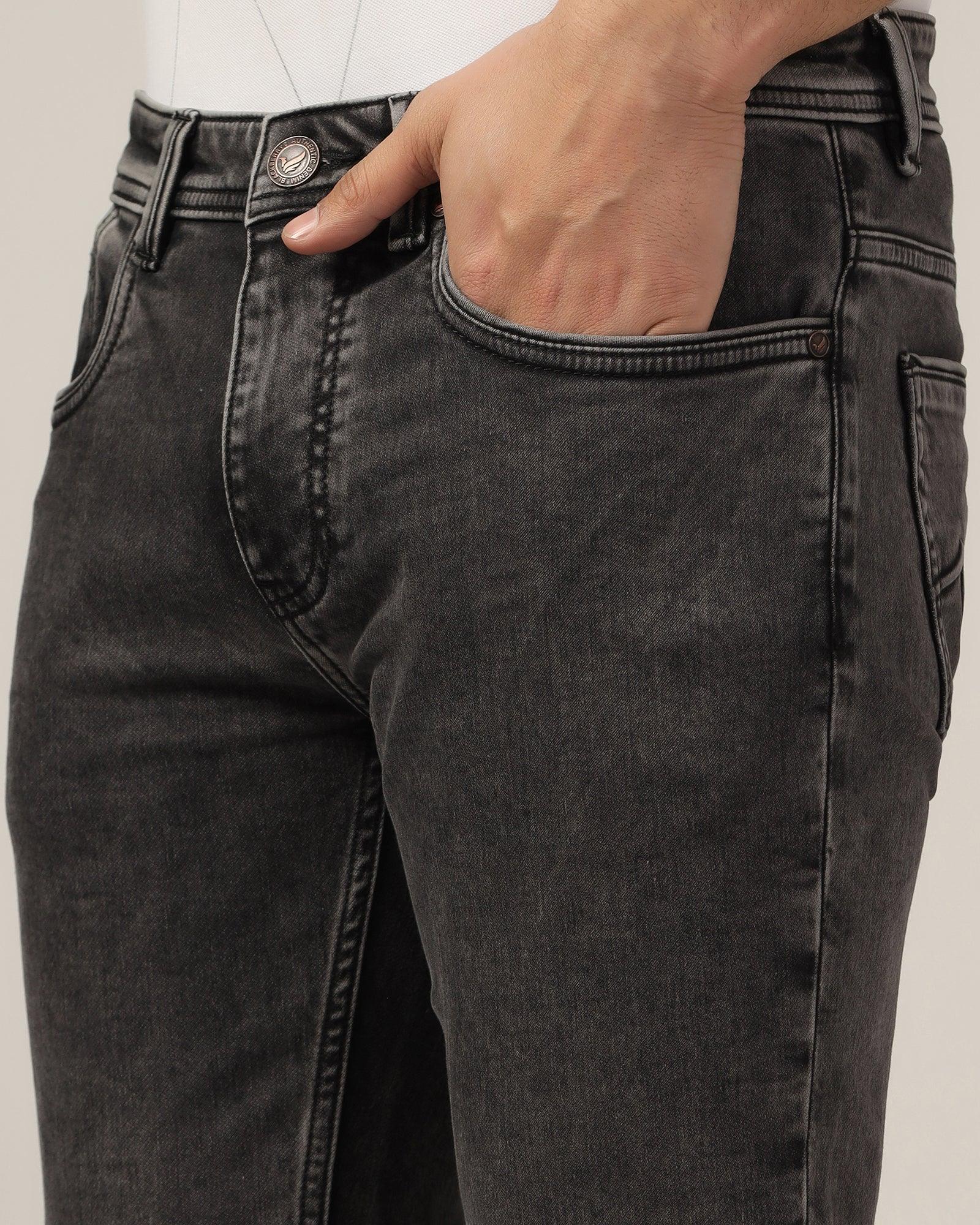 Slim Yonk Fit Black Textured Jeans - Divine