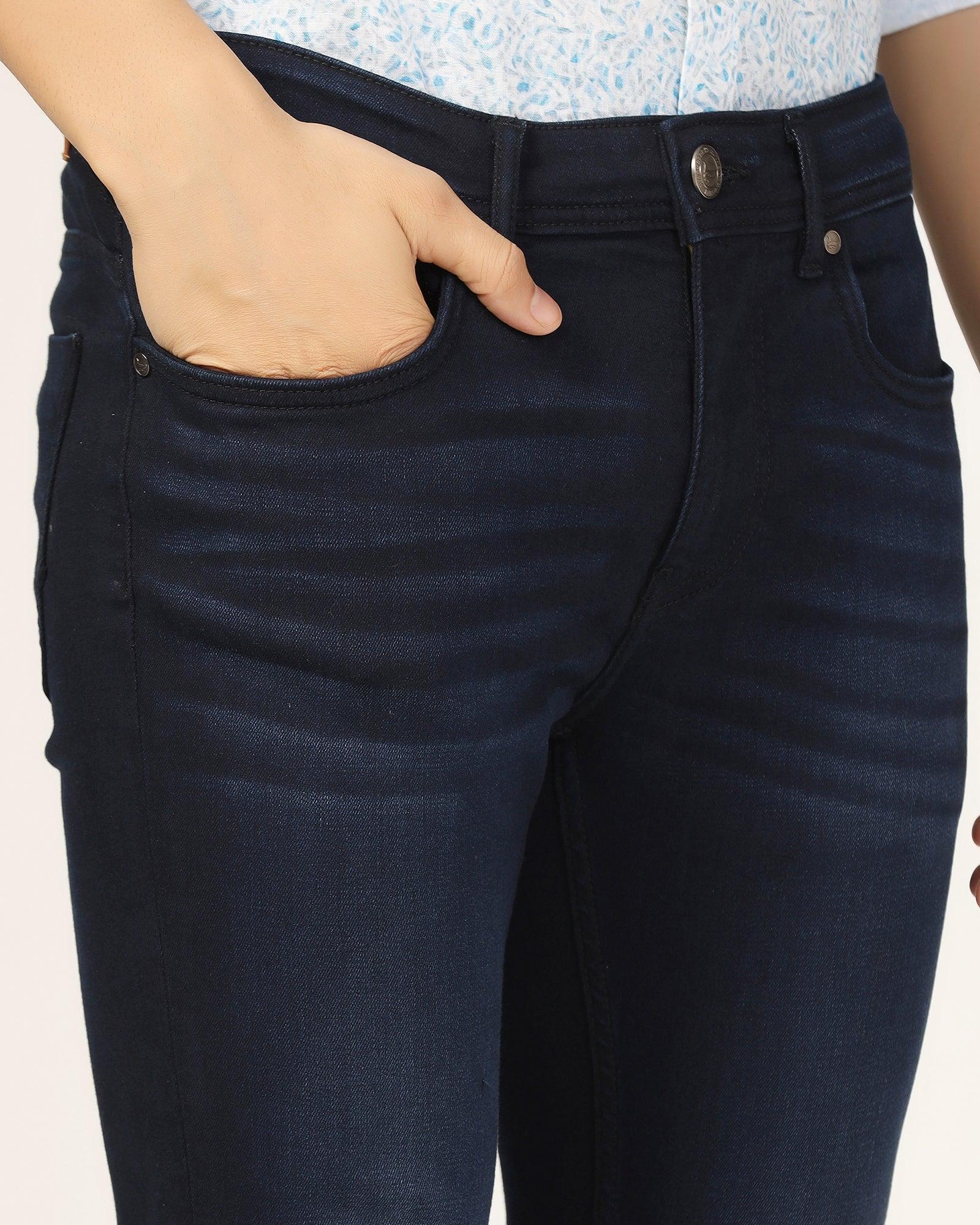 Slim Yonk Fit Indigo Black Textured Jeans - Karp