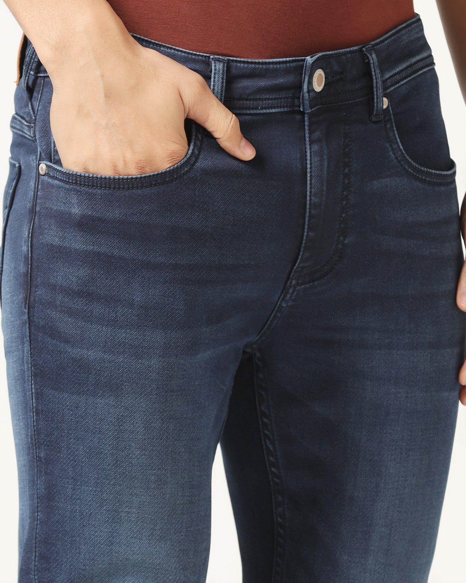 Slim Yonk Fit Indigo Blue Textured Jeans - Alek