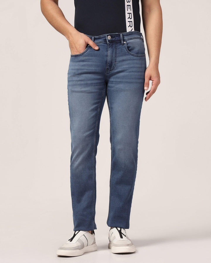 Slim Yonk Fit Indigo Blue Textured Jeans - Anton