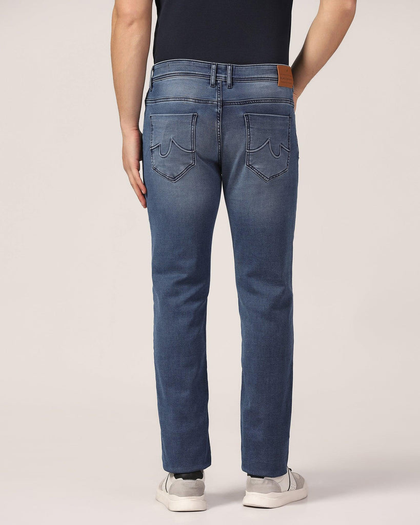 Slim Yonk Fit Indigo Blue Textured Jeans - Anton