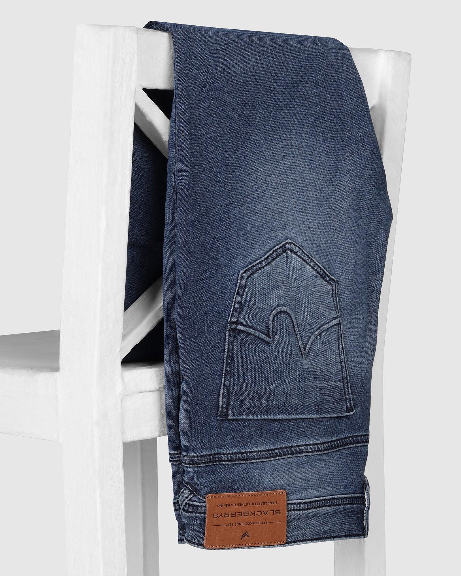 Slim Yonk Fit Indigo Blue Textured Jeans - Anton