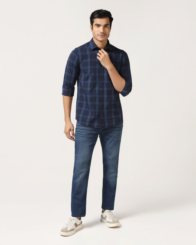 Slim Yonk Fit Indigo Blue Textured Jeans - Holt