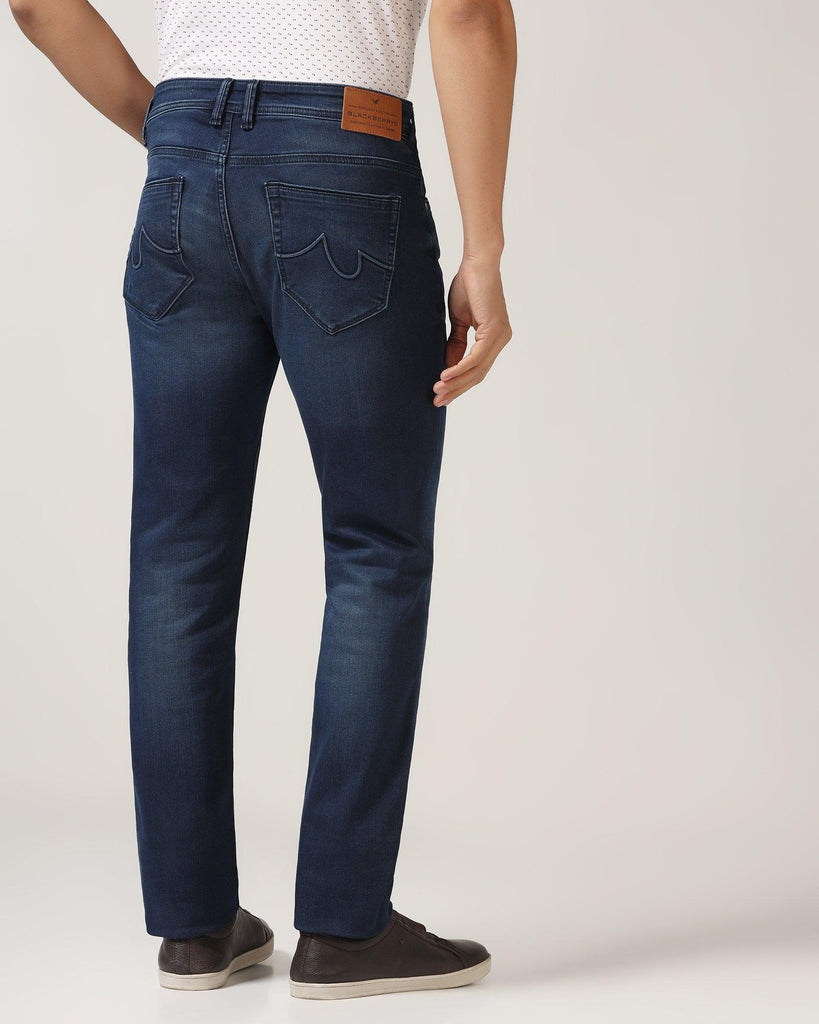 Slim Yonk Fit Indigo Blue Textured Jeans - Marcus