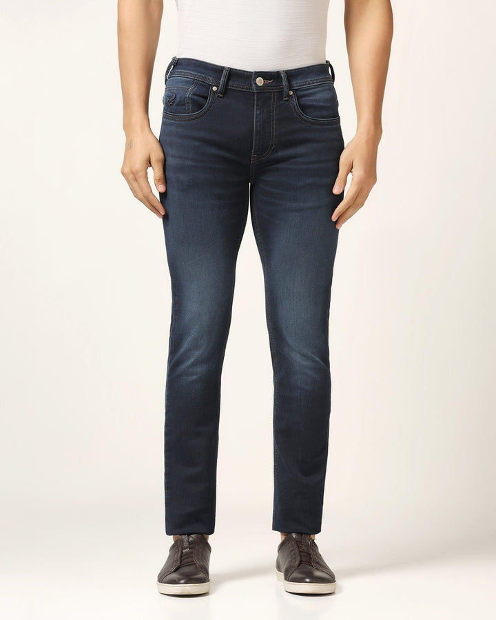 Slim Yonk Fit Indigo Blue Textured Jeans - Matvey