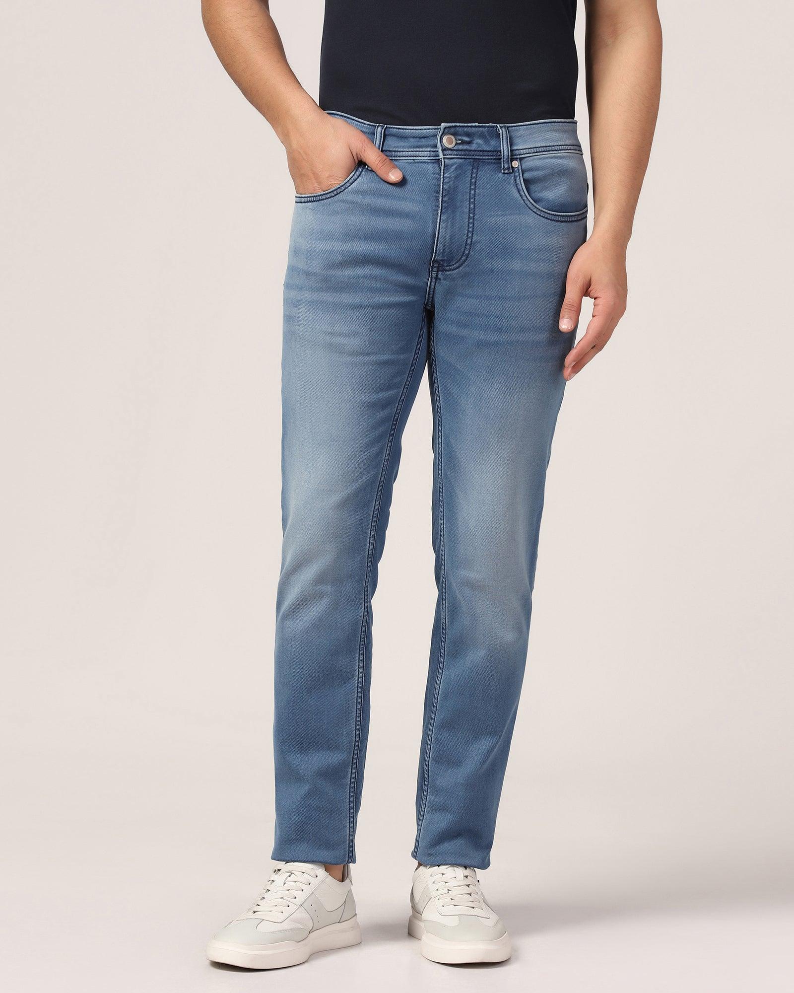 Slim Yonk Fit Indigo Blue Textured Jeans - Zach