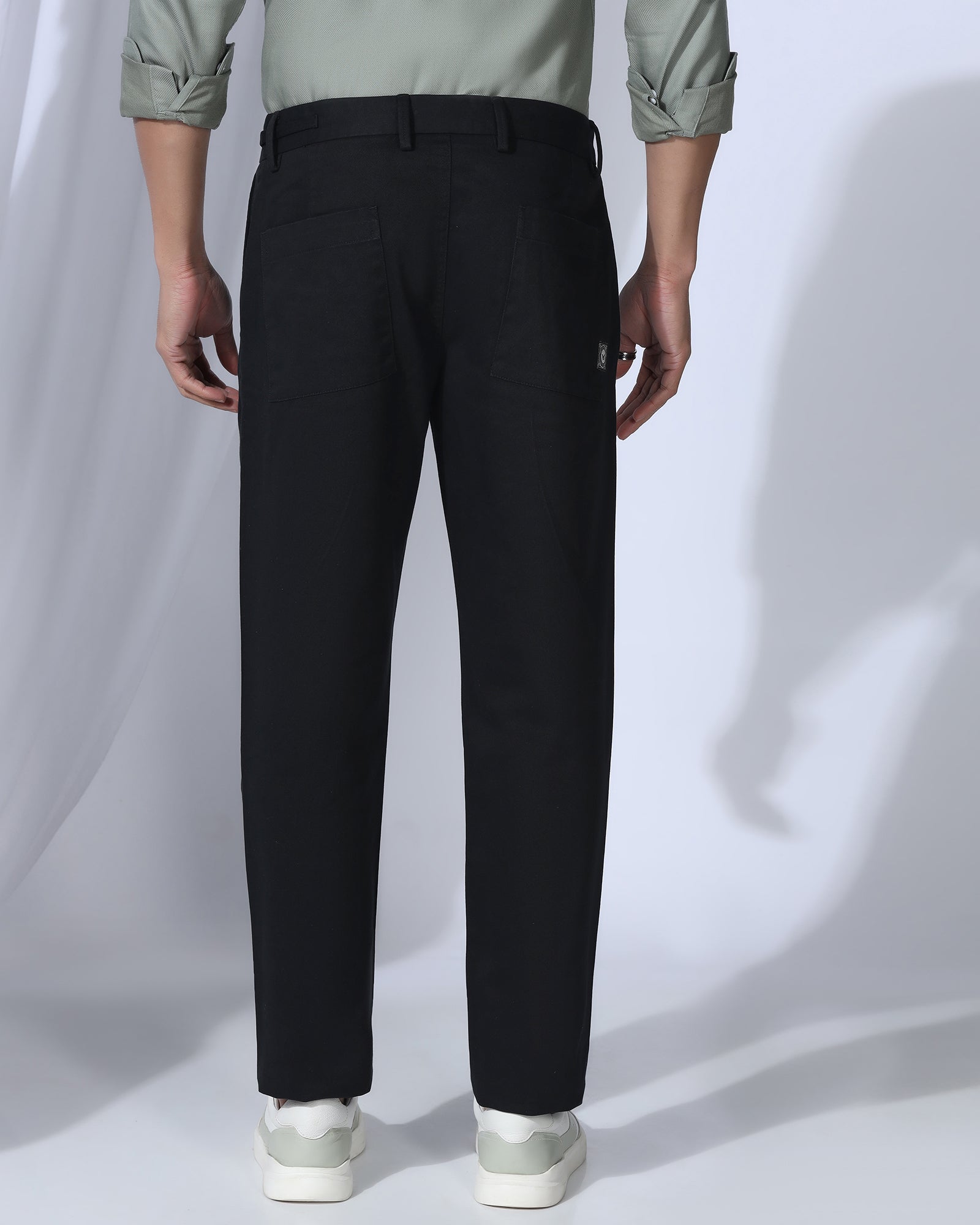 Sneaker Fit Casual Black Solid Khakis - Hudson