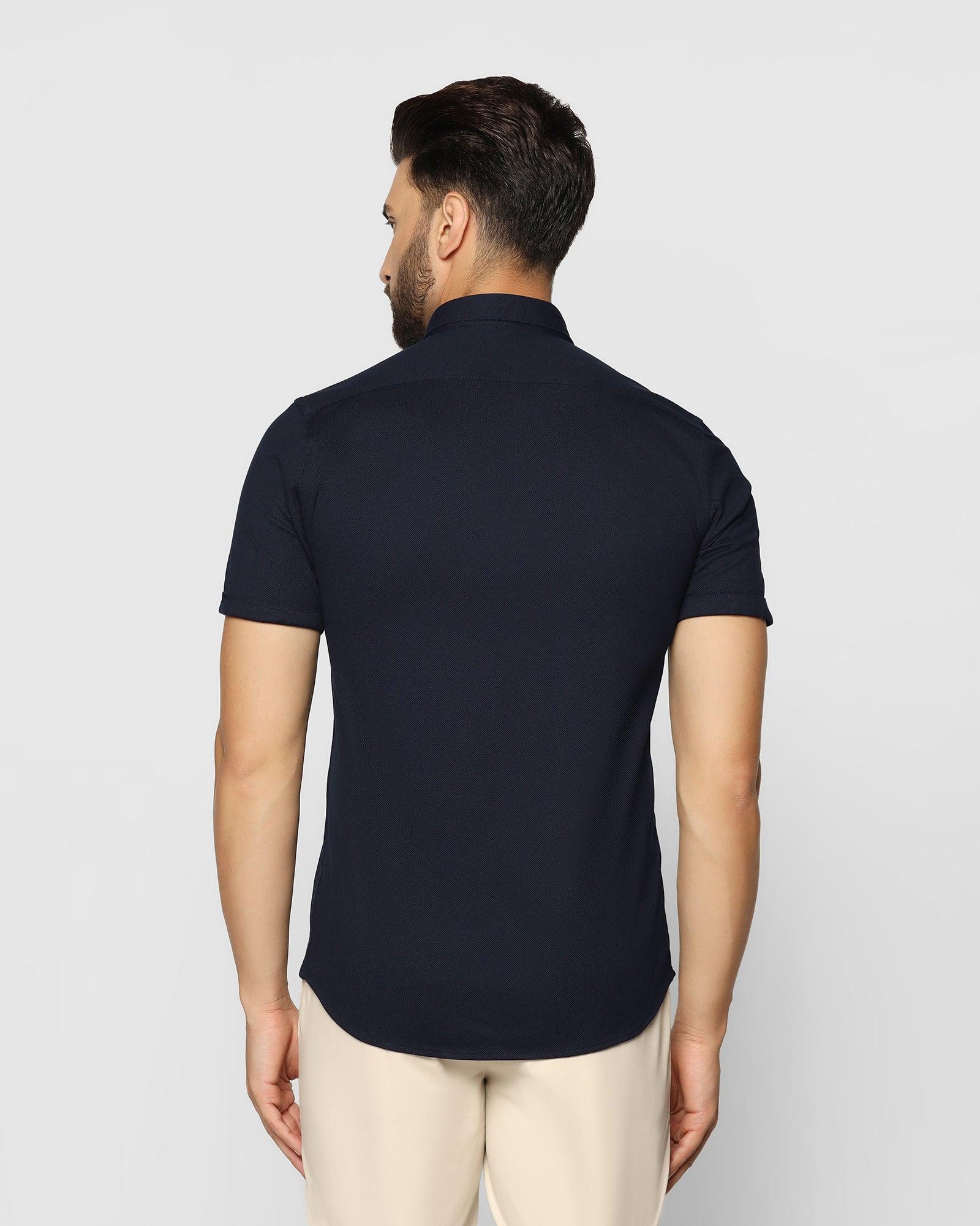 Formal Half Sleeve Navy Solid Shirt - Pareto