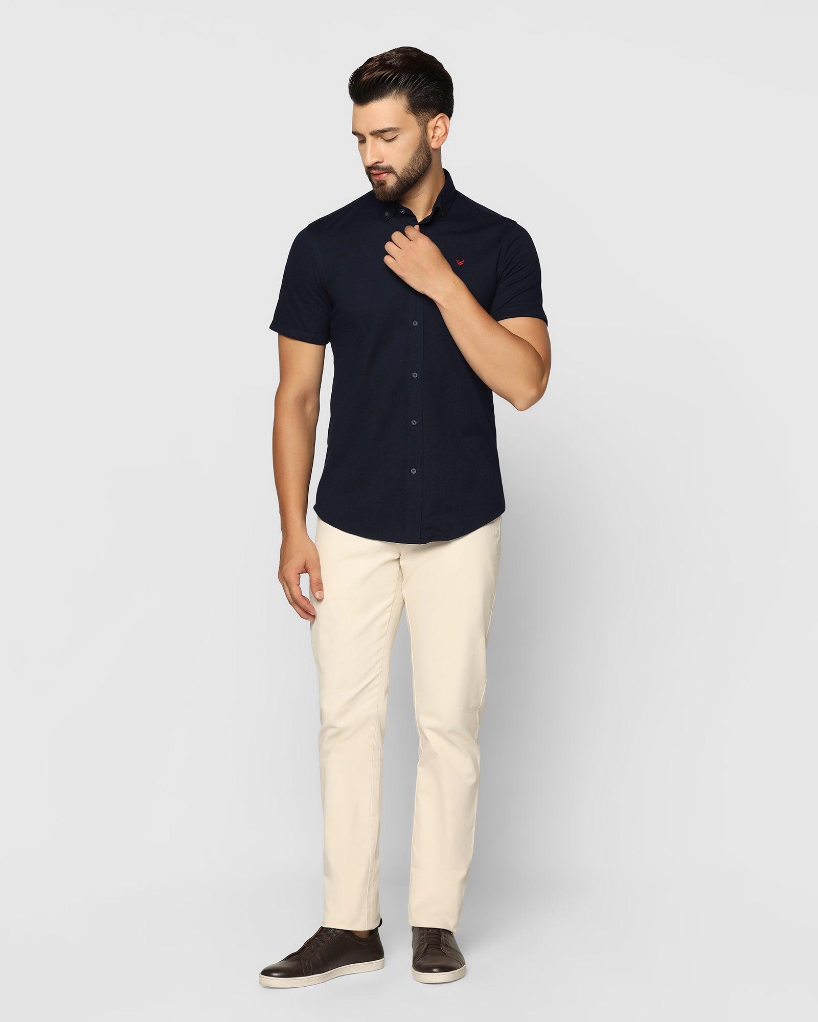 Formal Half Sleeve Navy Solid Shirt - Pareto