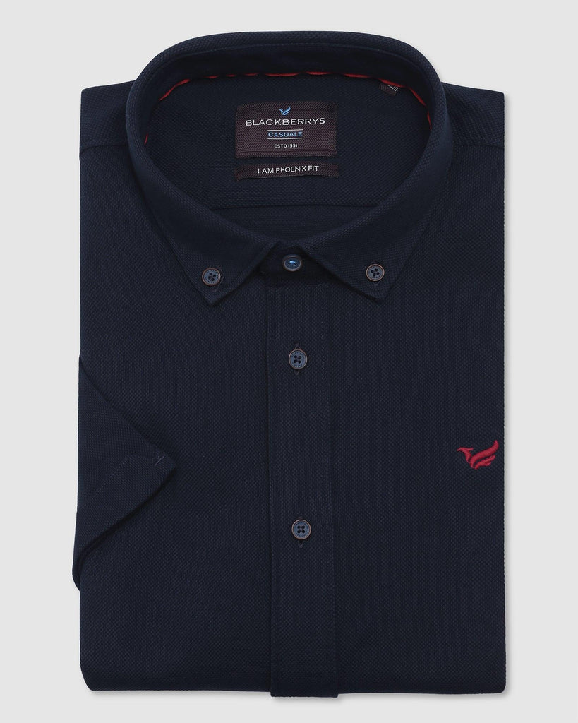 Formal Half Sleeve Navy Solid Shirt - Pareto