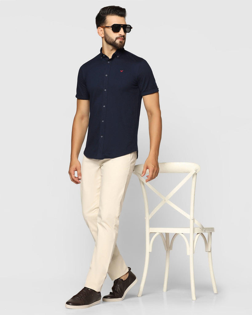 Formal Half Sleeve Navy Solid Shirt - Pareto