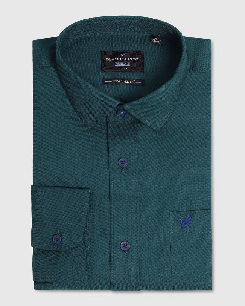 Casual Dark Green Solid Shirt - Lure