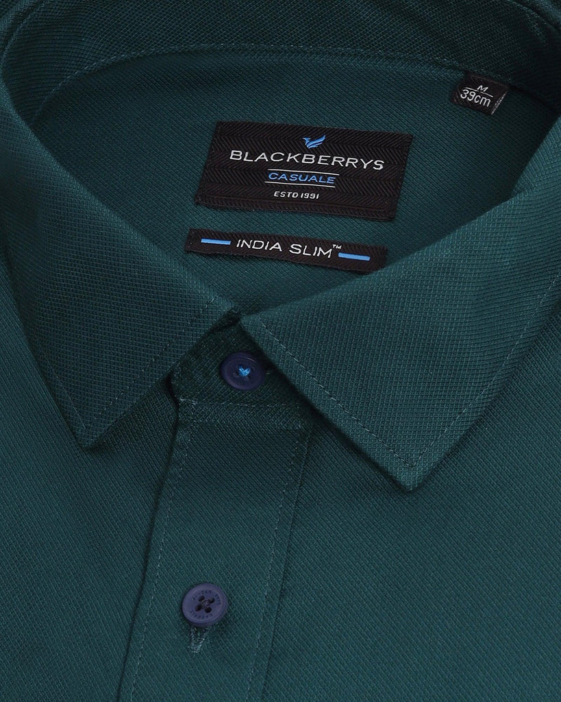 Casual Dark Green Solid Shirt - Lure