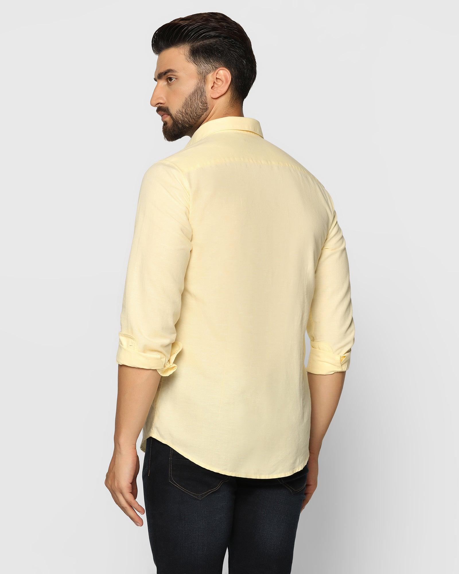 Casual Lemon Yellow Solid Shirt - Lang