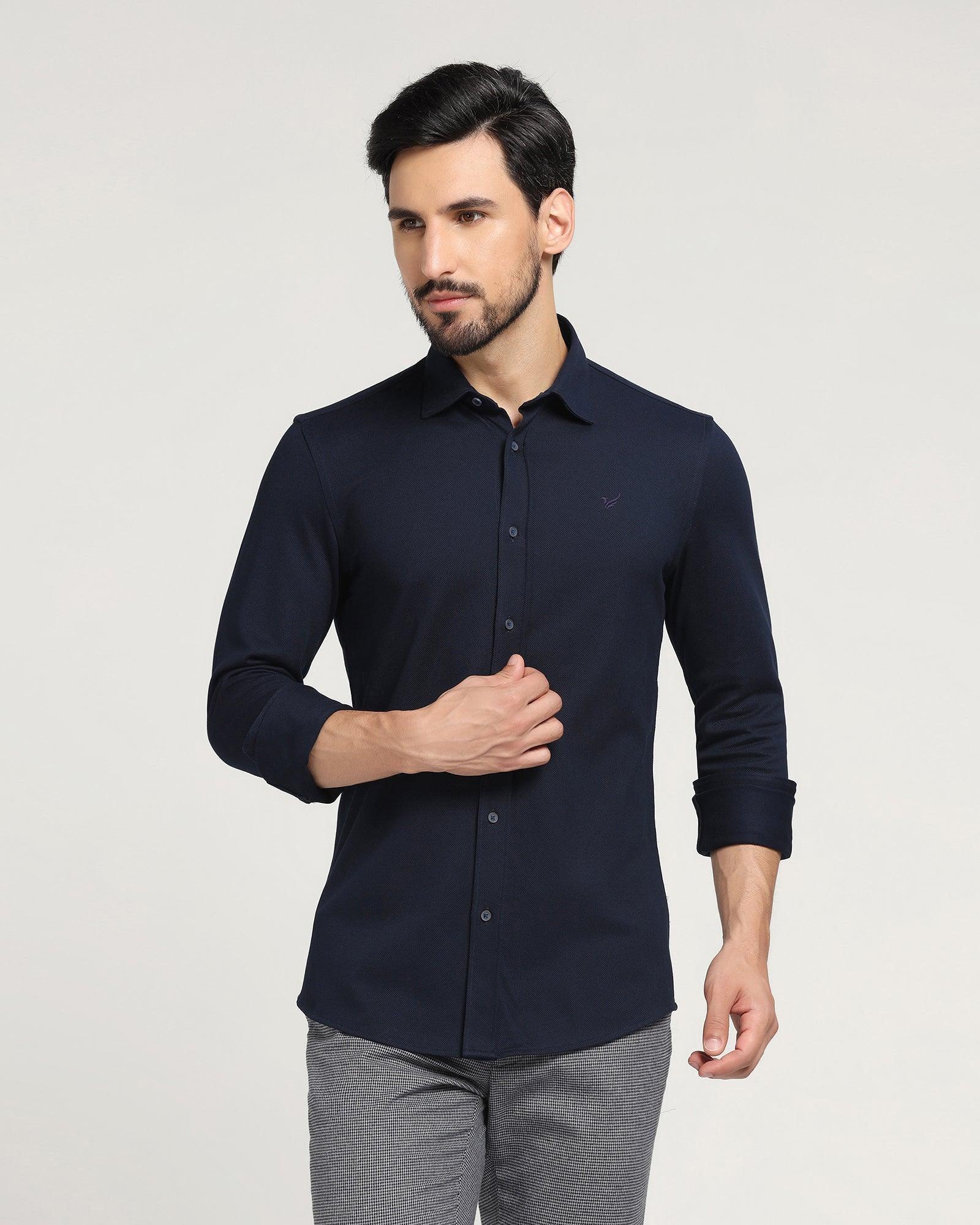 Casual Navy Solid Shirt - Pareto