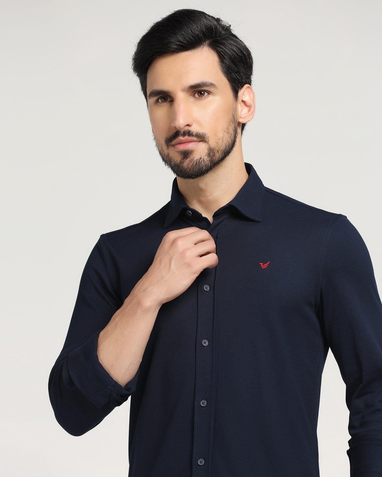 Must Haves Casual Navy Solid Shirt - Pareto