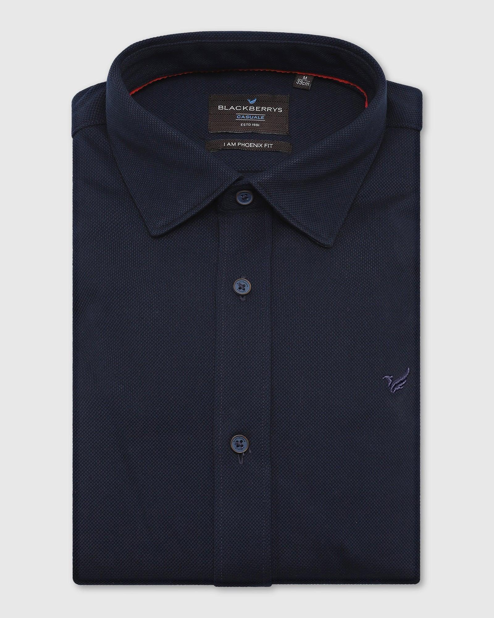 Casual Navy Solid Shirt - Pareto
