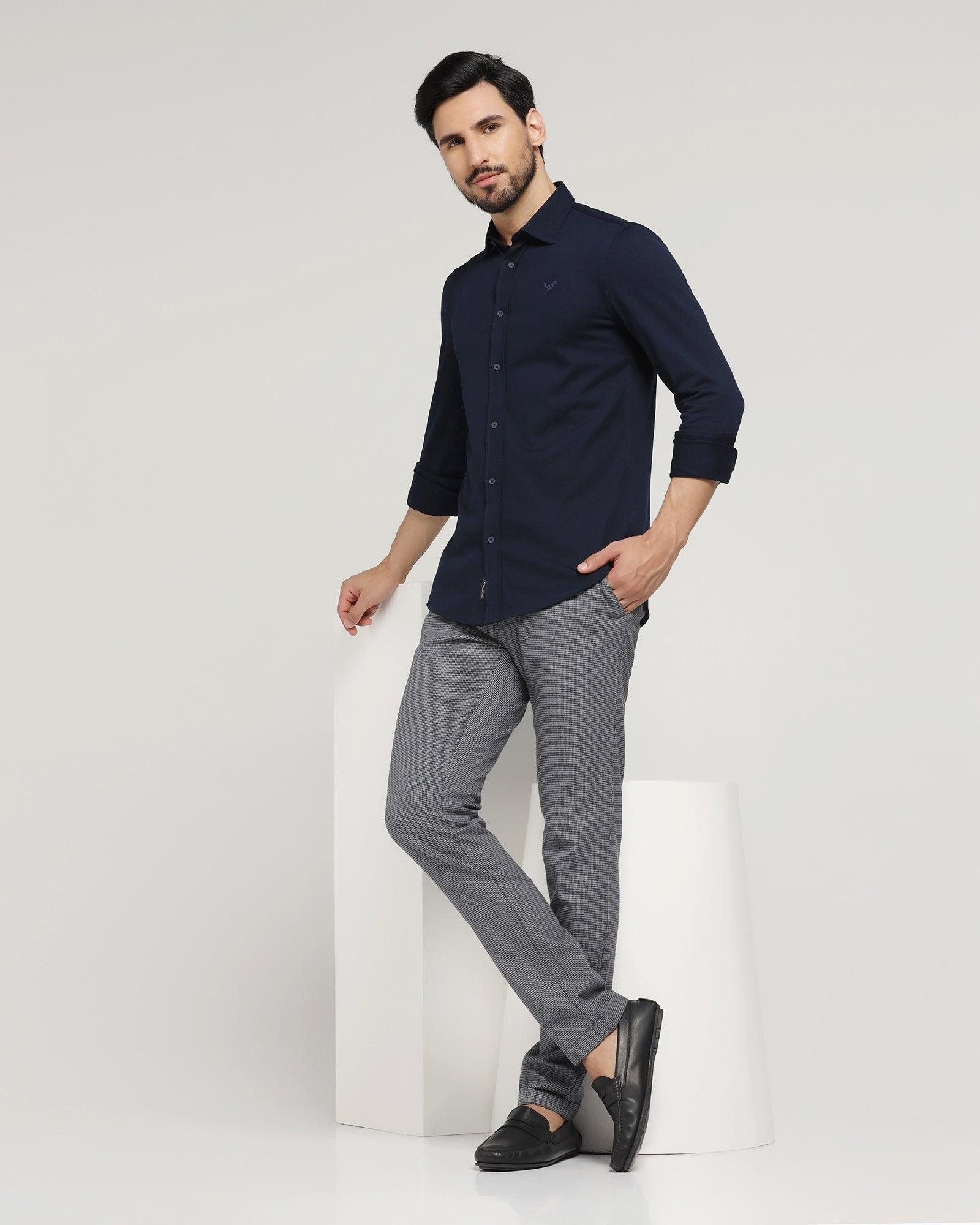 Casual Navy Solid Shirt - Pareto