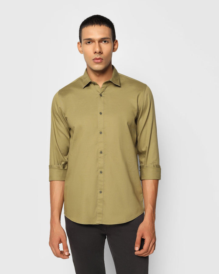 Casual Olive Solid Shirt - Foli